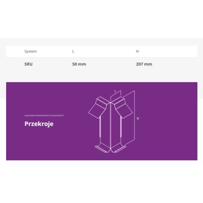 KROP RYNNA UKRYTA - Narożnik wewnętrzny maskownicy rynien ukrytych